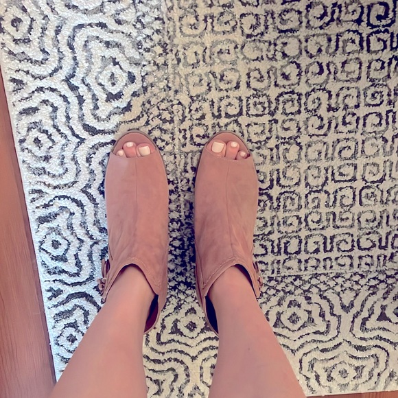 Faux suede peep toe booties - Picture 1 of 6